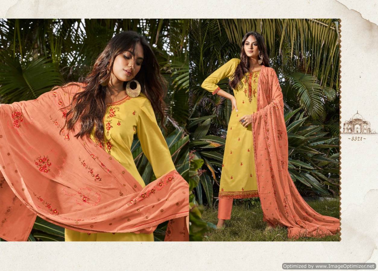 Kessi Taj 2 Jam Silk Embroidered Designer Dress Material
